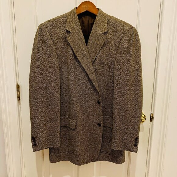 VTG 42 R Brooks Brothers " Brooks Tweed " Brown Speckled Herringbone Made USA - Picture 1 of 16